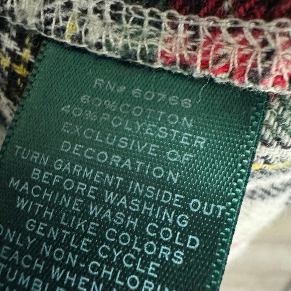 Lauren Ralph Lauren Nightshirt Womens L Red Green Plaid Flannel Crest 8131538 - Picture 7 of 7